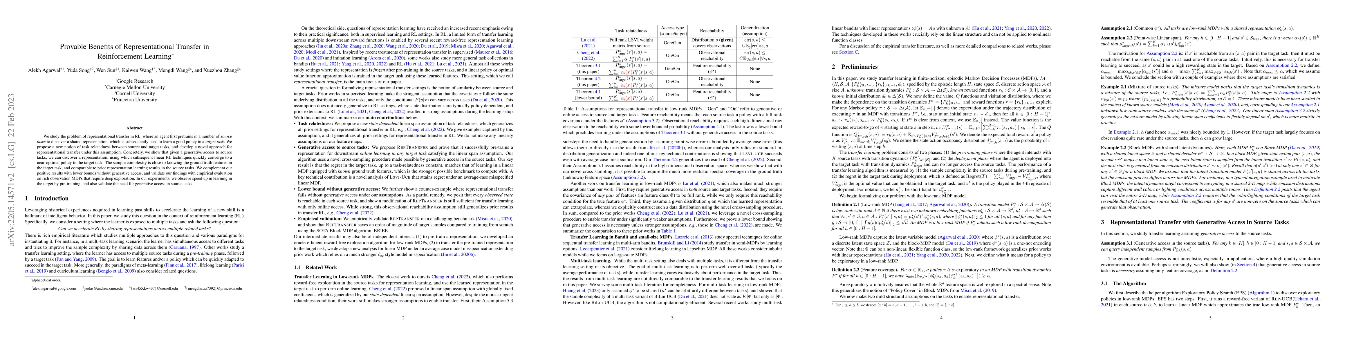 Thumbnail for Provable Benefits of Representational Transfer in Reinforcement Learning