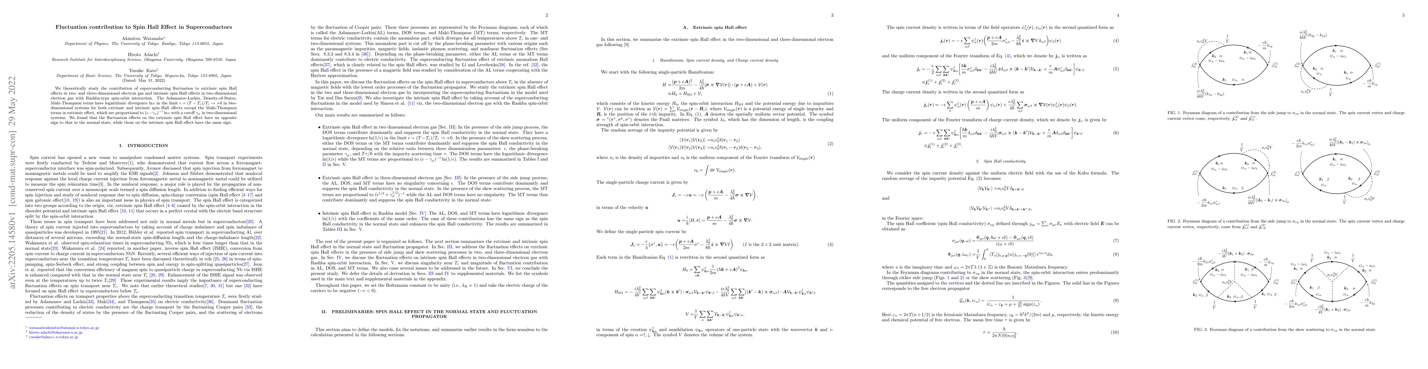 Thumbnail for Fluctuation contribution to Spin Hall Effect in Superconductors
