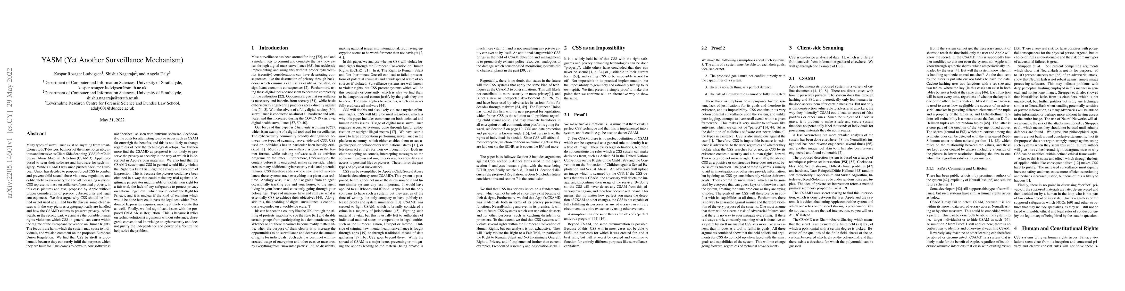Thumbnail for YASM (Yet Another Surveillance Mechanism)