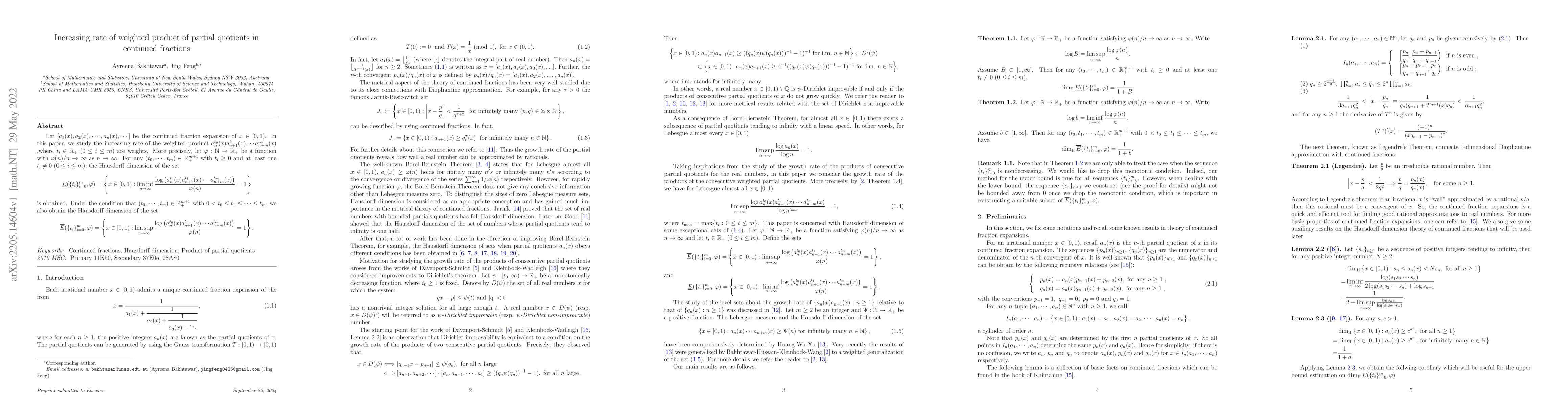 Thumbnail for Increasing rate of weighted product of partial quotients in continued
  fractions
