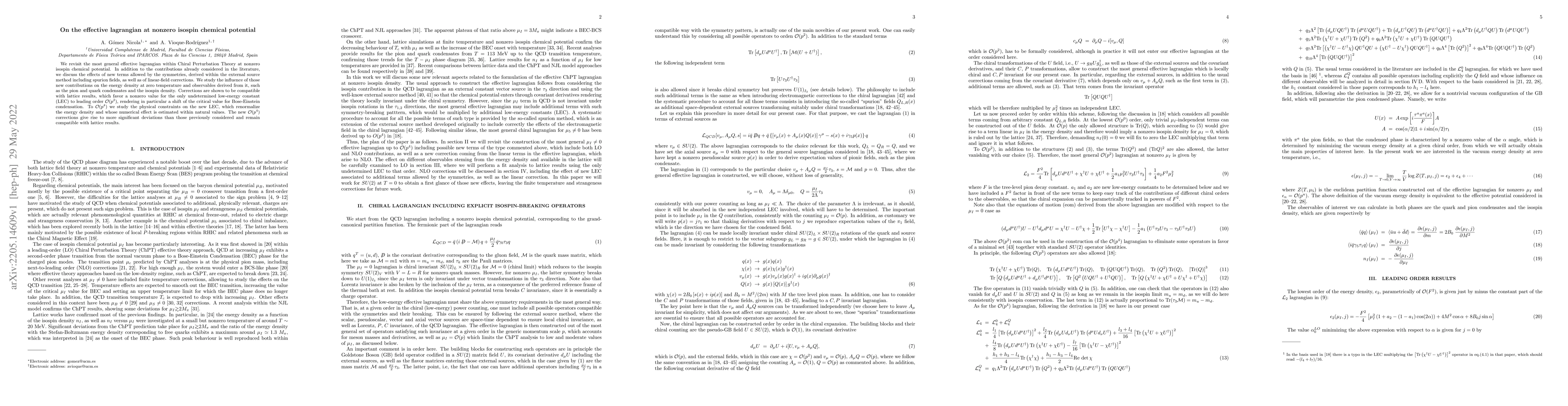 Thumbnail for On the effective lagrangian at nonzero isospin chemical potential
