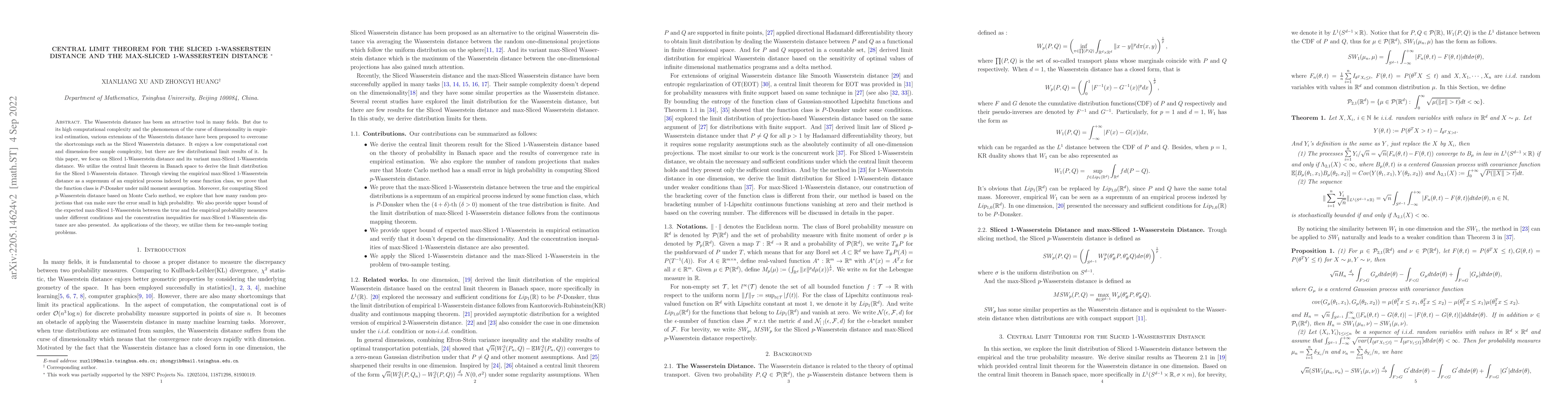 Thumbnail for Central limit theorem for the Sliced 1-Wasserstein distance and the
  max-Sliced 1-Wasserstein distance