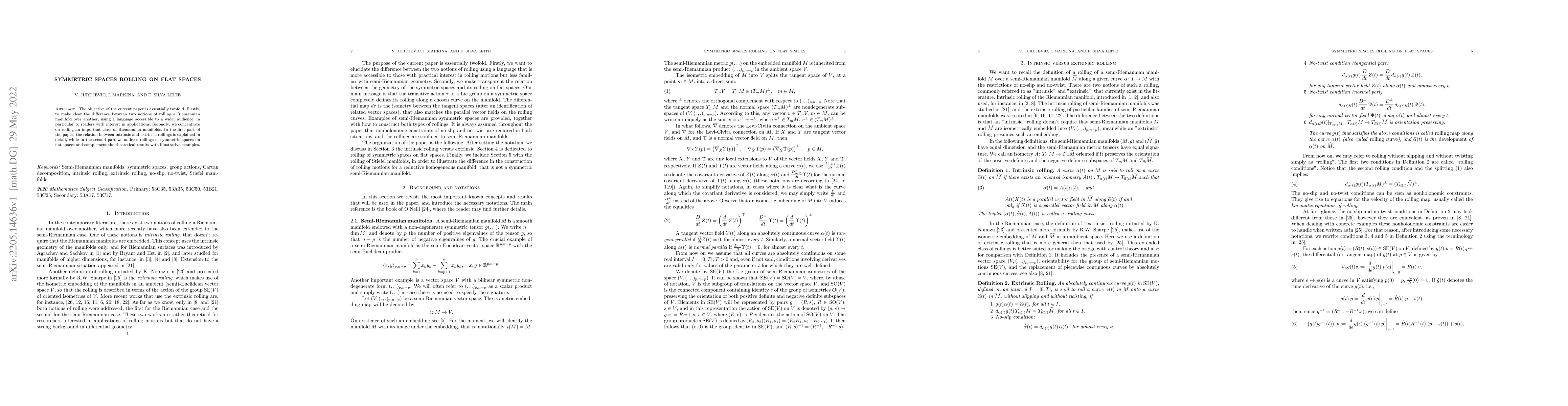 Thumbnail for Symmetric spaces rolling on flat spaces