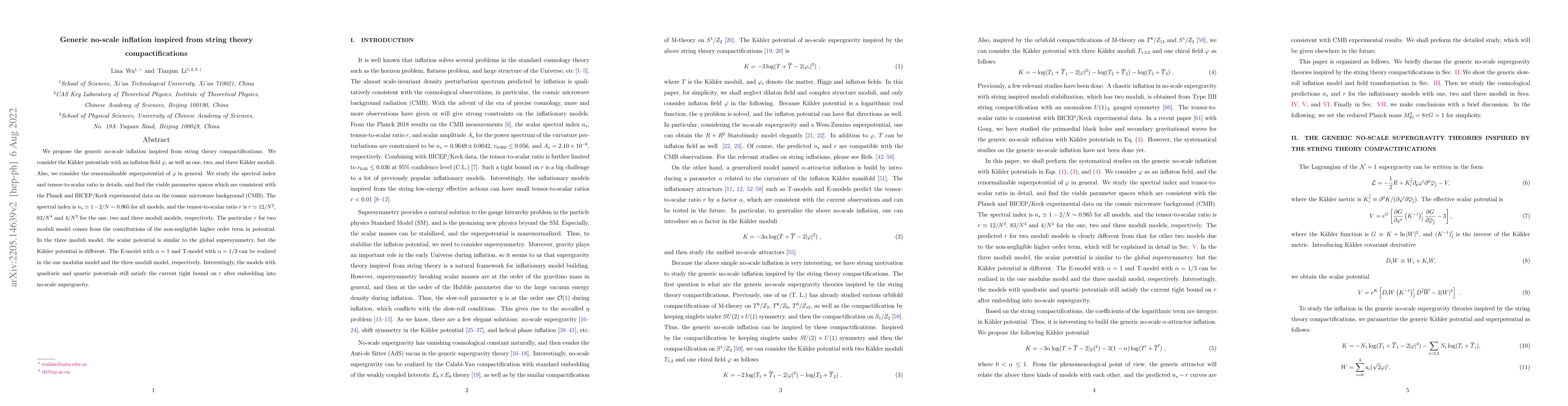 Thumbnail for Generic no-scale inflation inspired from string theory compactifications
