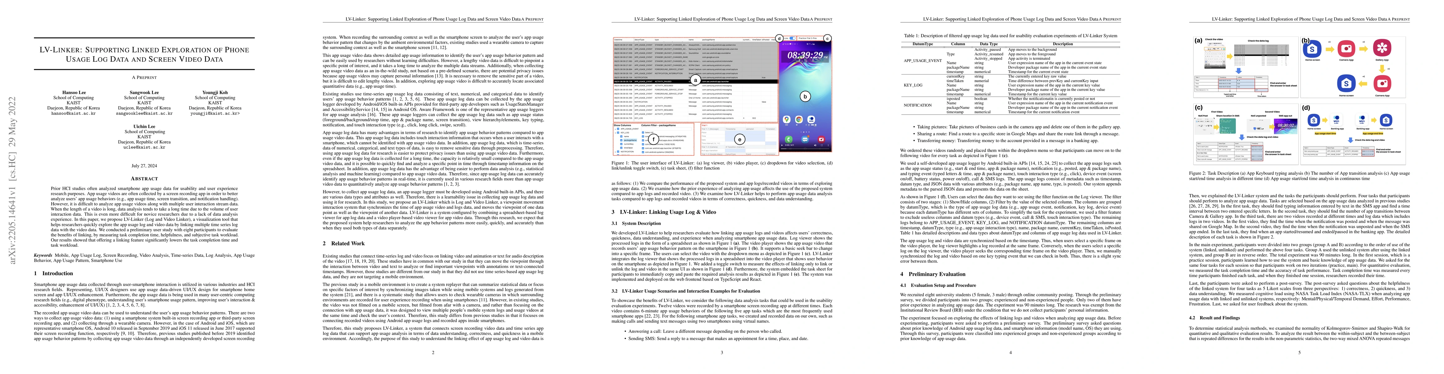 Thumbnail for LV-Linker: Supporting Linked Exploration of Phone Usage Log Data and
  Screen Video Data