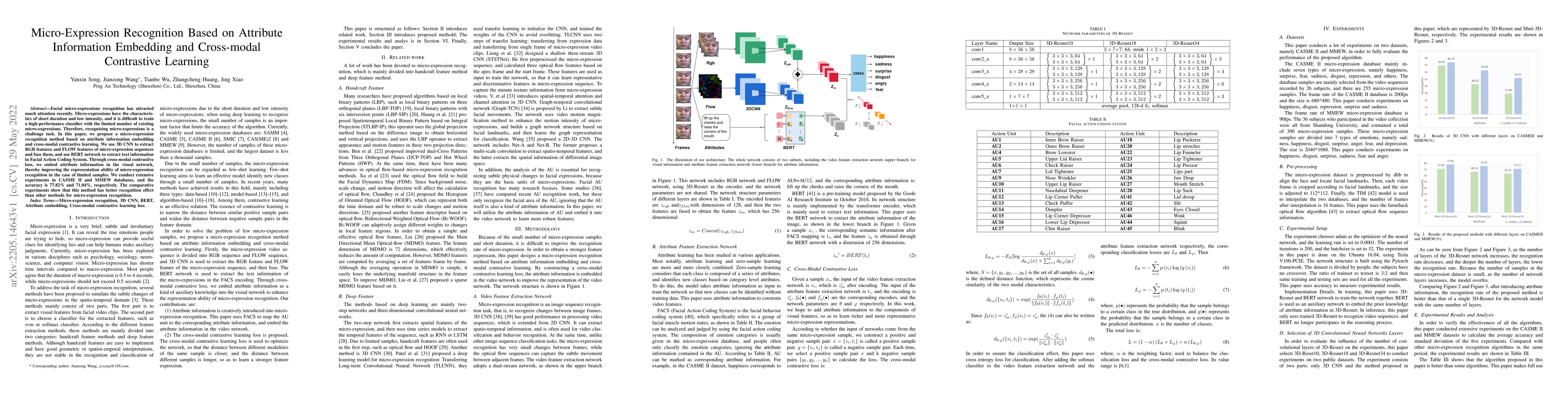 Thumbnail for Micro-Expression Recognition Based on Attribute Information Embedding
  and Cross-modal Contrastive Learning