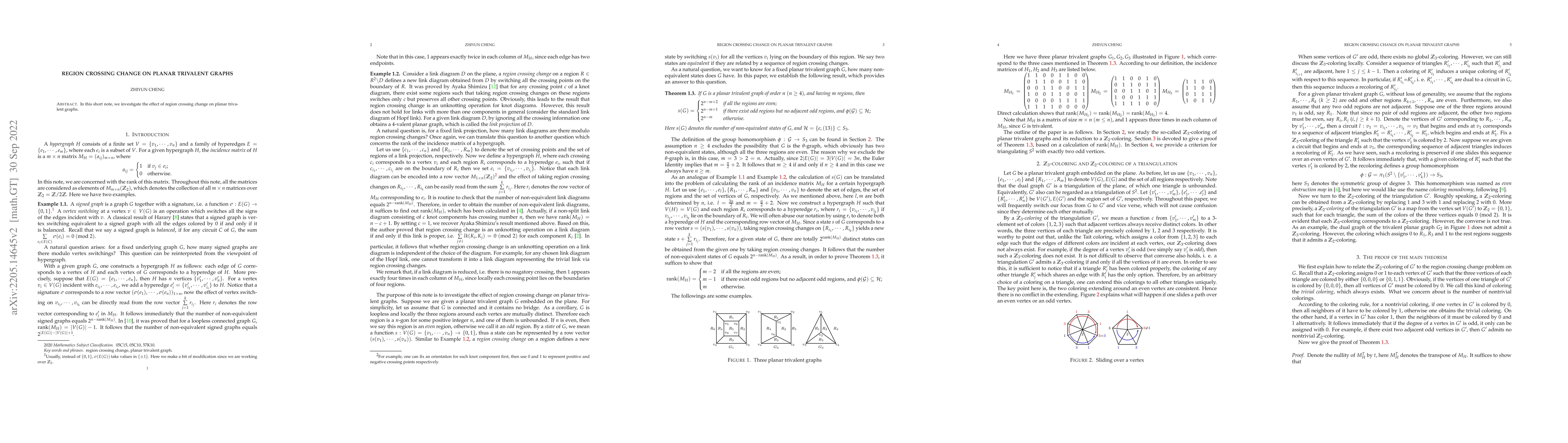 Thumbnail for Region crossing change on planar trivalent graphs
