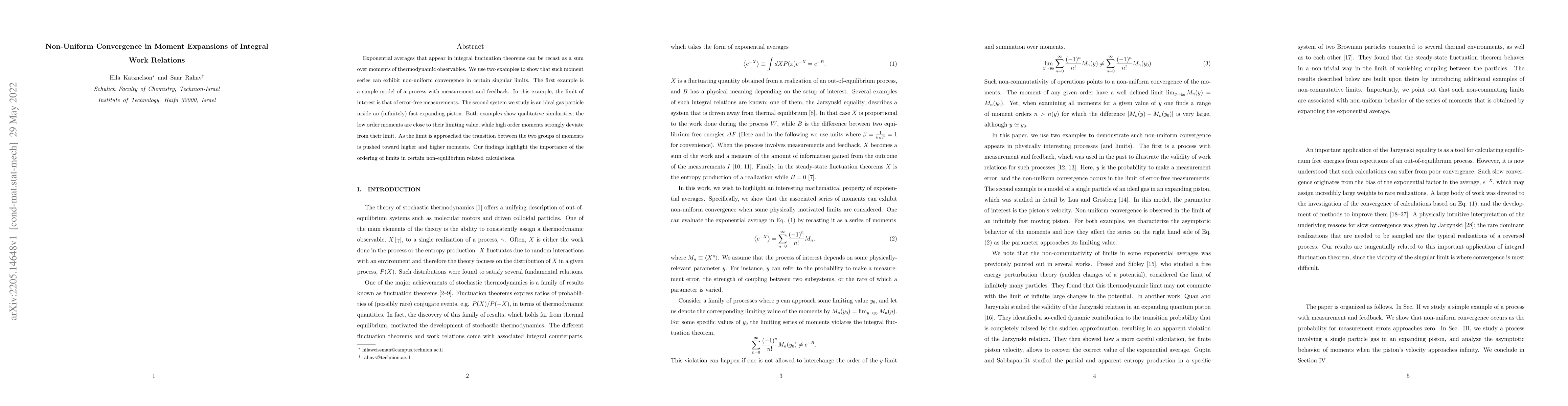 Thumbnail for Non-Uniform Convergence in Moment Expansions of Integral Work Relations