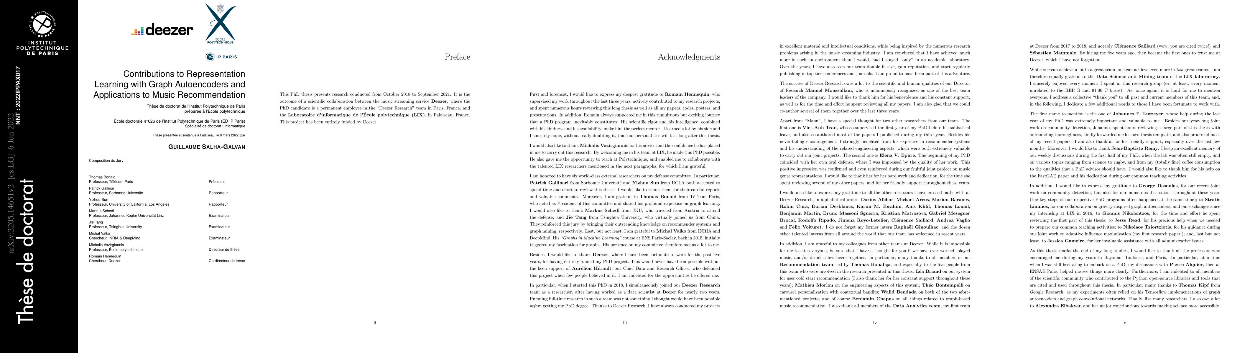 Thumbnail for Contributions to Representation Learning with Graph Autoencoders and
  Applications to Music Recommendation