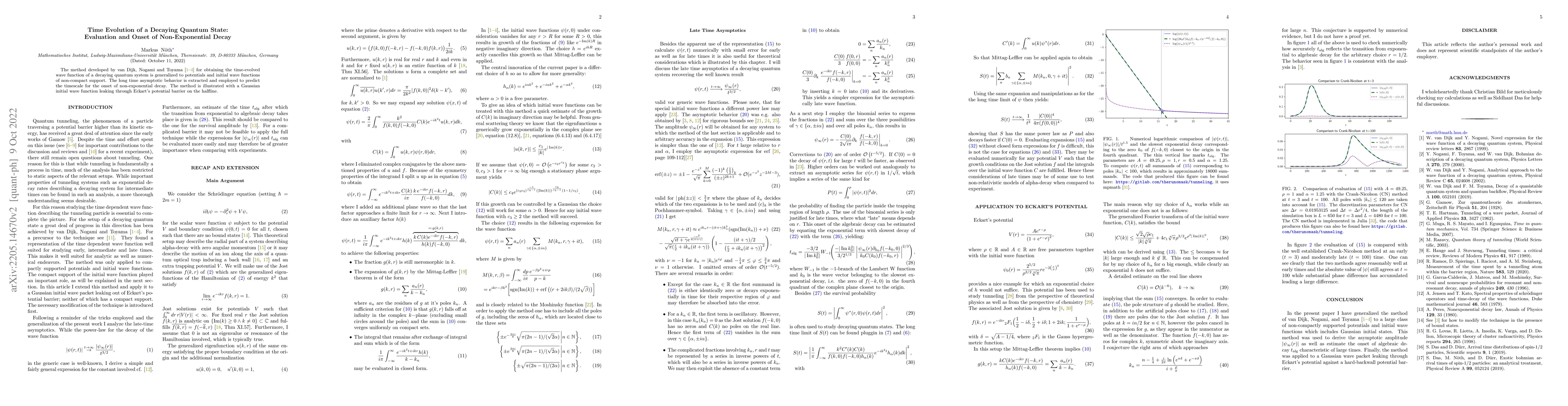 Thumbnail for Time Evolution of a Decaying Quantum State: Evaluation and Onset of
  Non-Exponential Decay