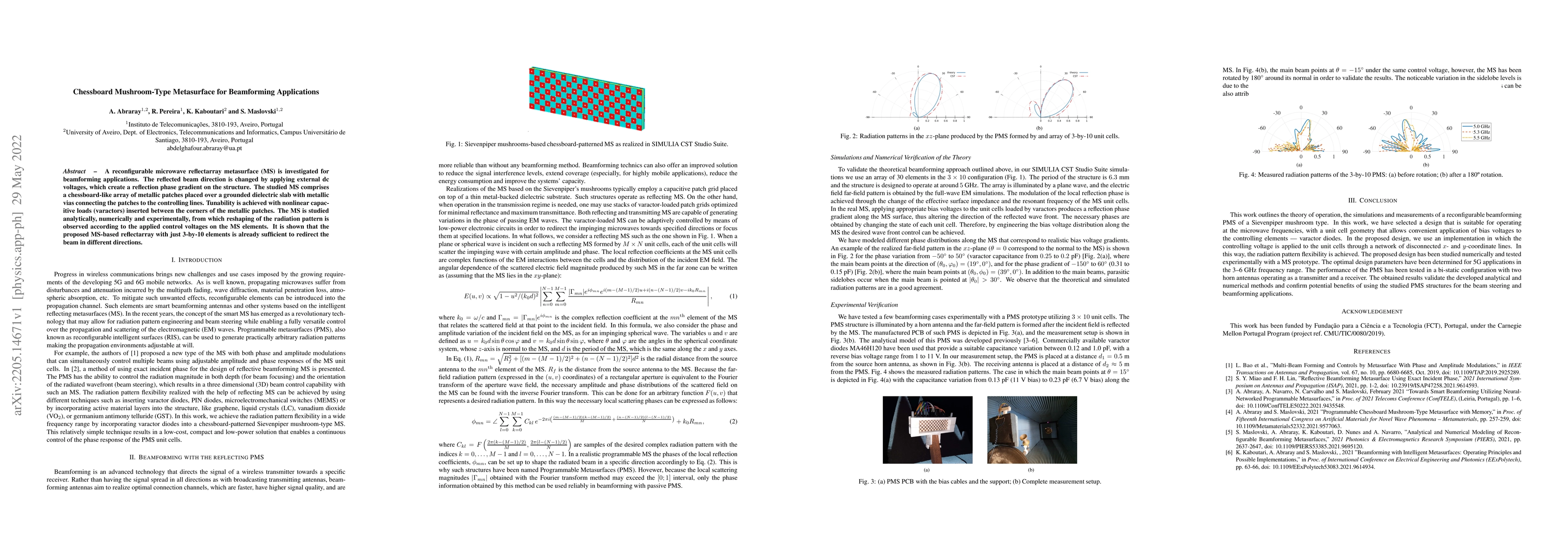 Thumbnail for Chessboard Mushroom-Type Metasurface for Beamforming Applications