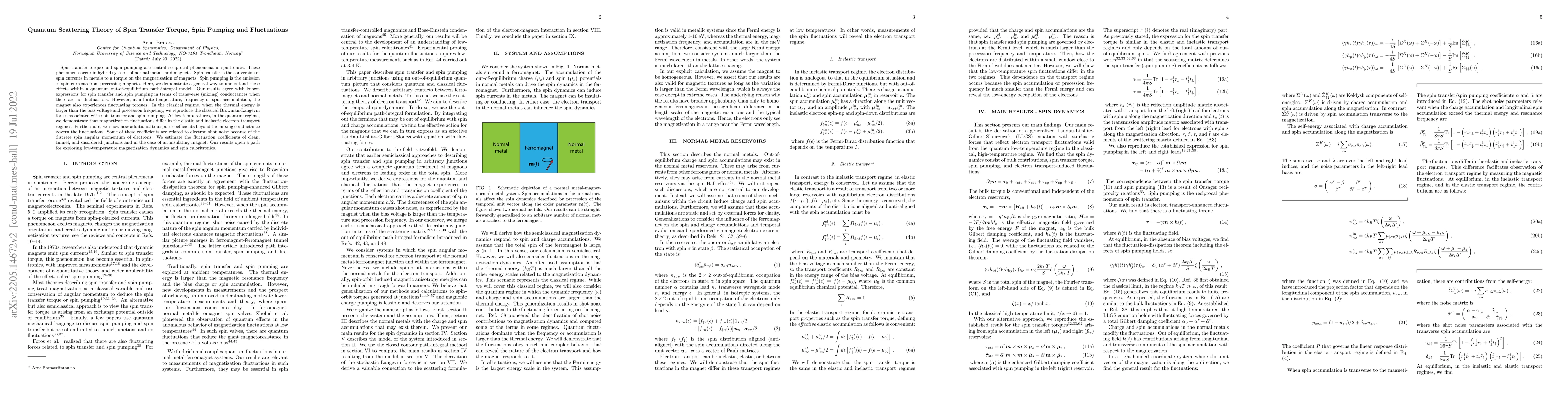 Thumbnail for Quantum Scattering Theory of Spin Transfer Torque, Spin Pumping and
  Fluctuations