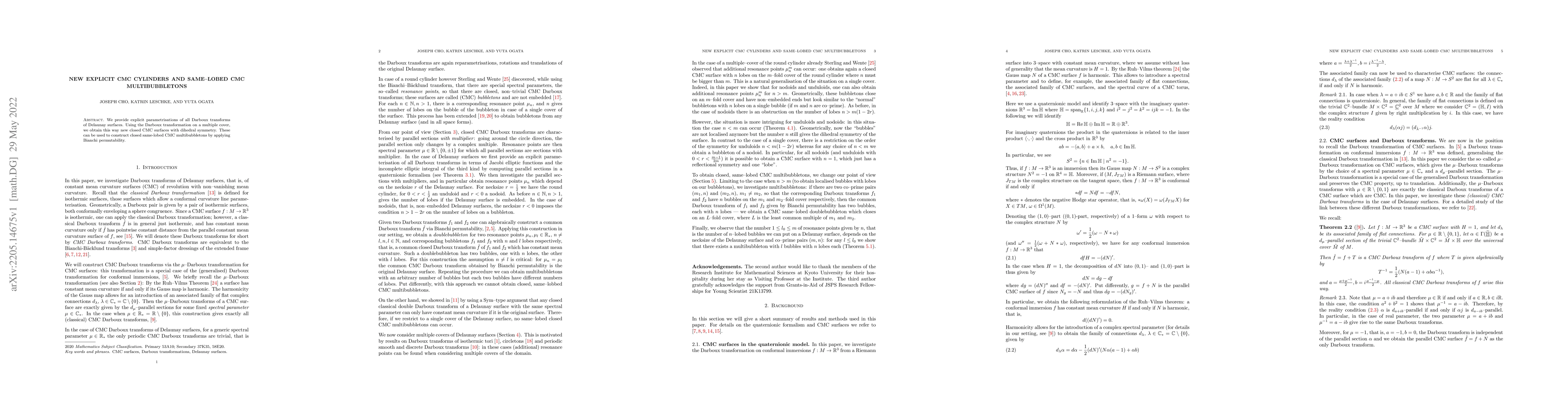 Thumbnail for New explicit CMC cylinders and same-lobed CMC multibubbletons