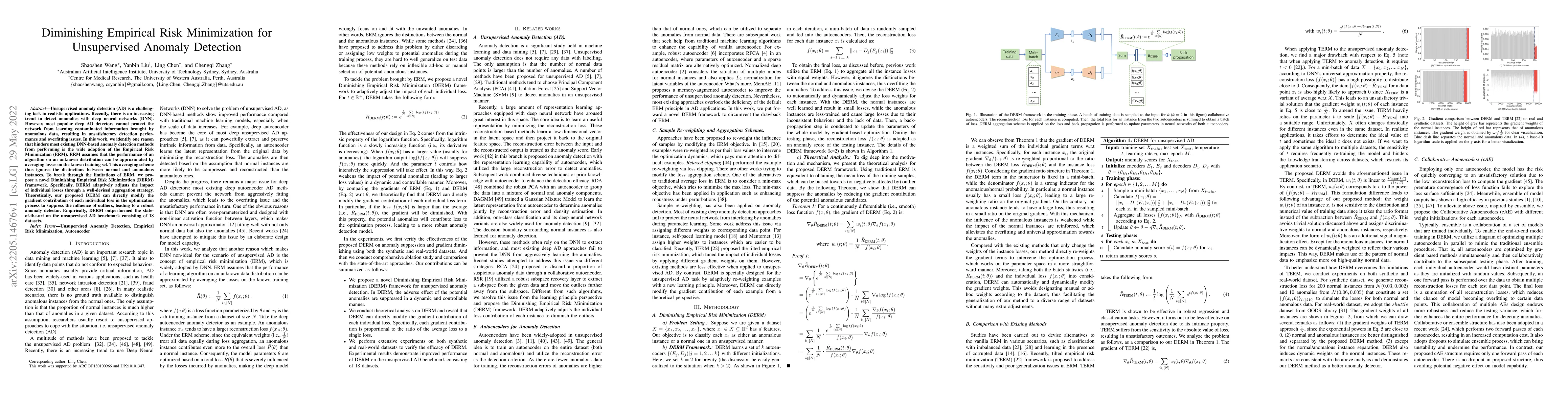 Thumbnail for Diminishing Empirical Risk Minimization for Unsupervised Anomaly
  Detection