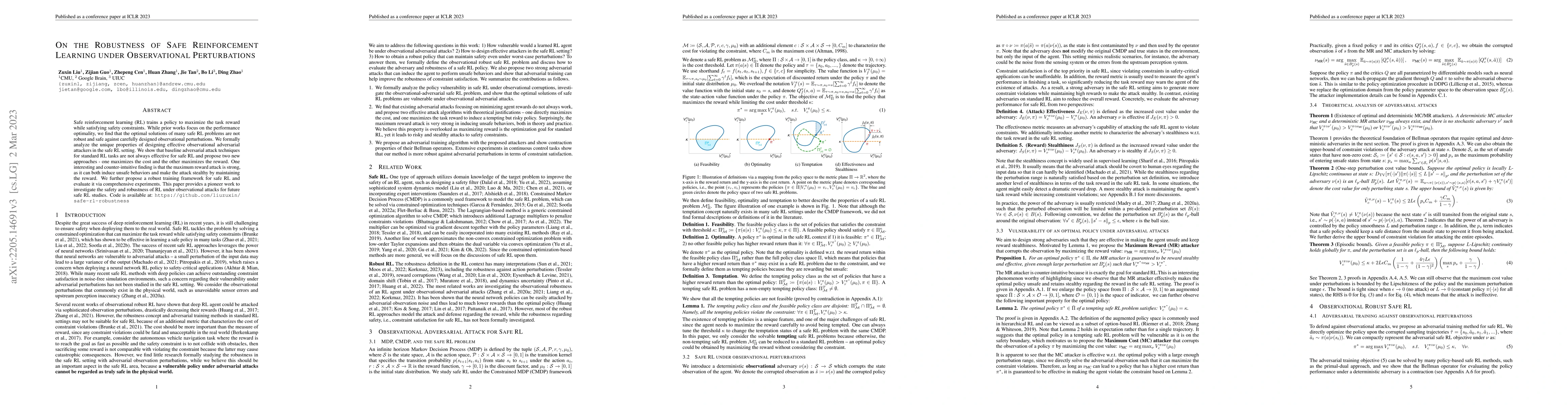 Thumbnail for On the Robustness of Safe Reinforcement Learning under Observational
  Perturbations
