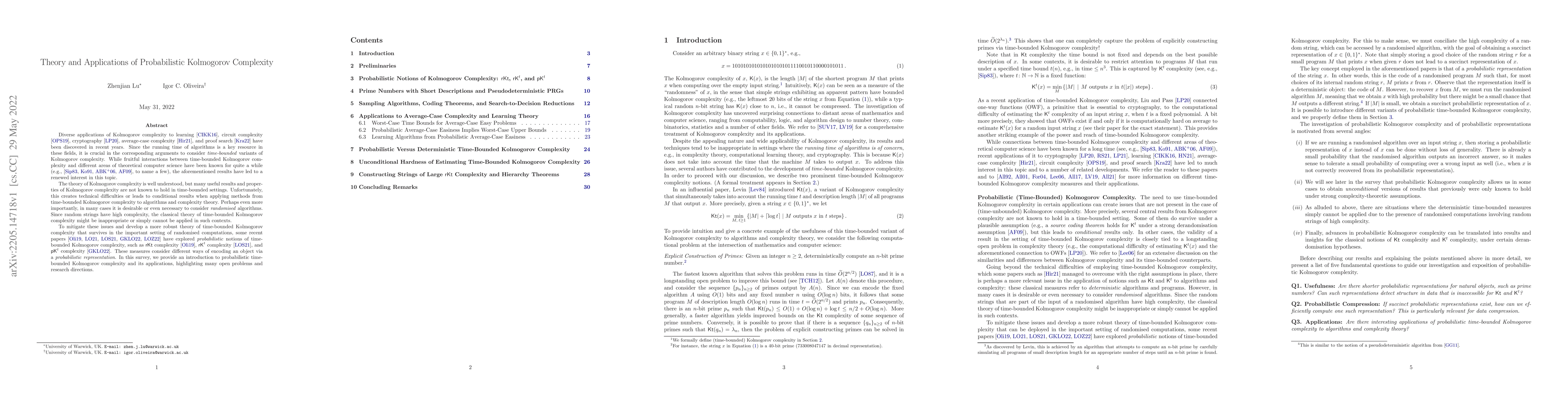 Thumbnail for Theory and Applications of Probabilistic Kolmogorov Complexity