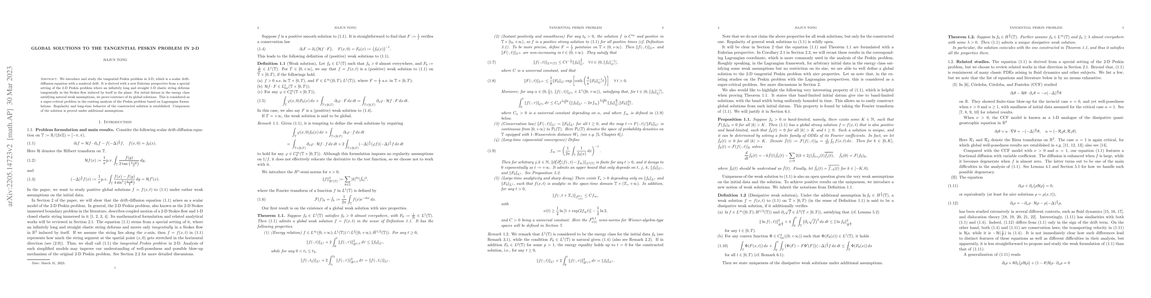 Thumbnail for Global Solutions to the Tangential Peskin Problem in 2-D