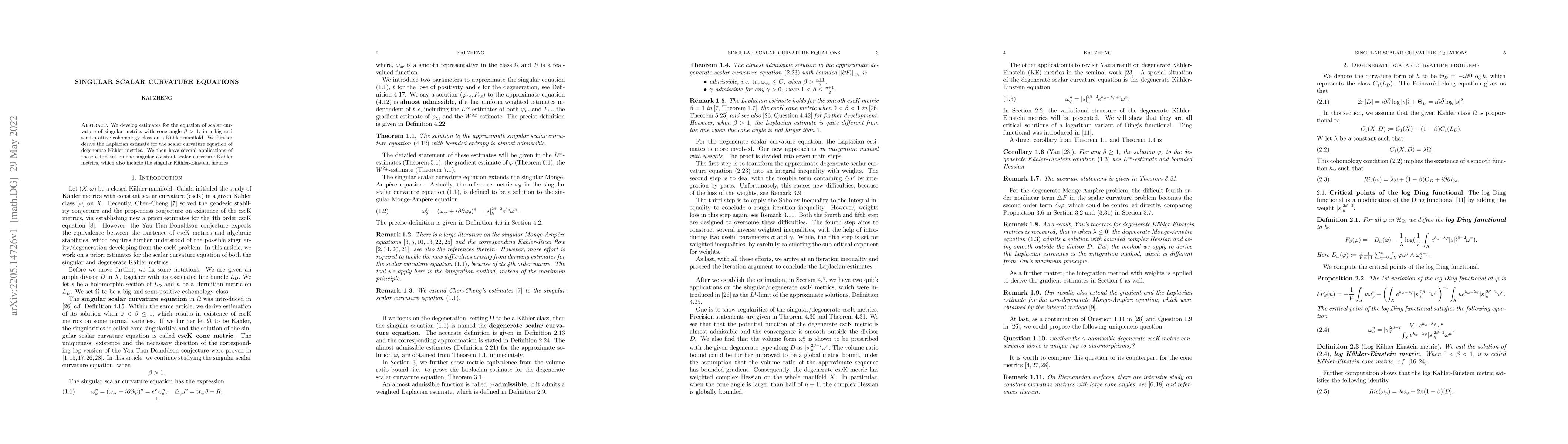 Thumbnail for Singular scalar curvature equations