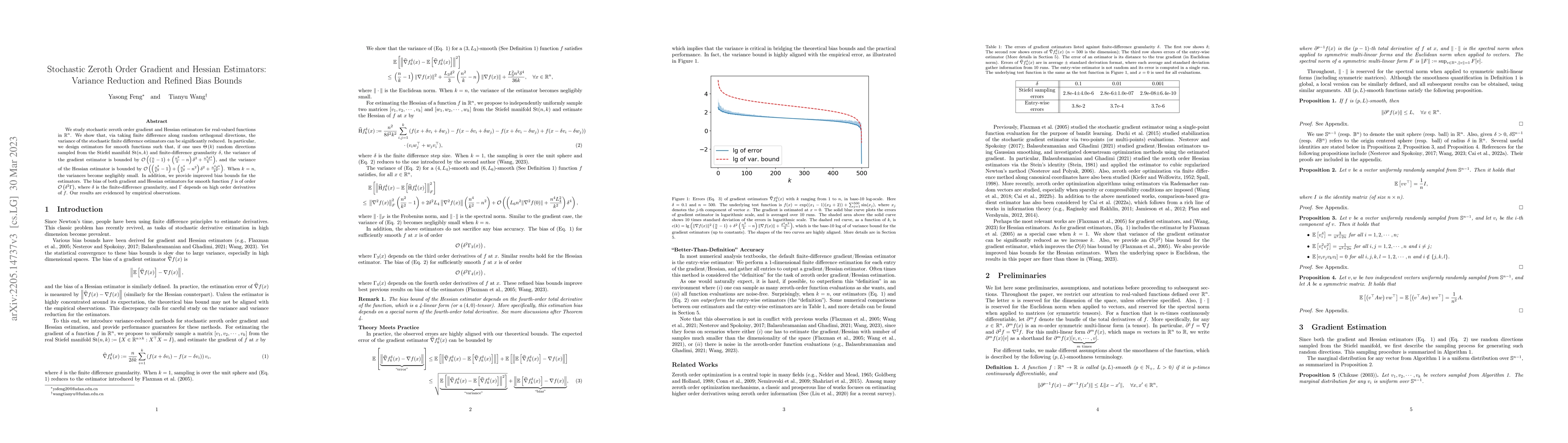 Thumbnail for Stochastic Zeroth Order Gradient and Hessian Estimators: Variance
  Reduction and Refined Bias Bounds