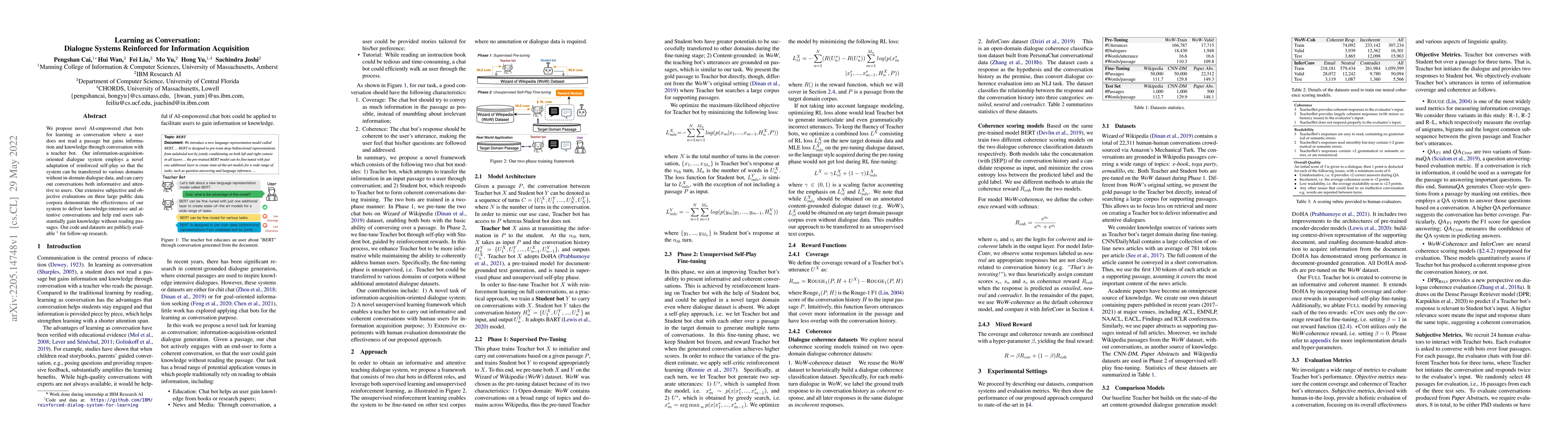 Thumbnail for Learning as Conversation: Dialogue Systems Reinforced for Information
  Acquisition