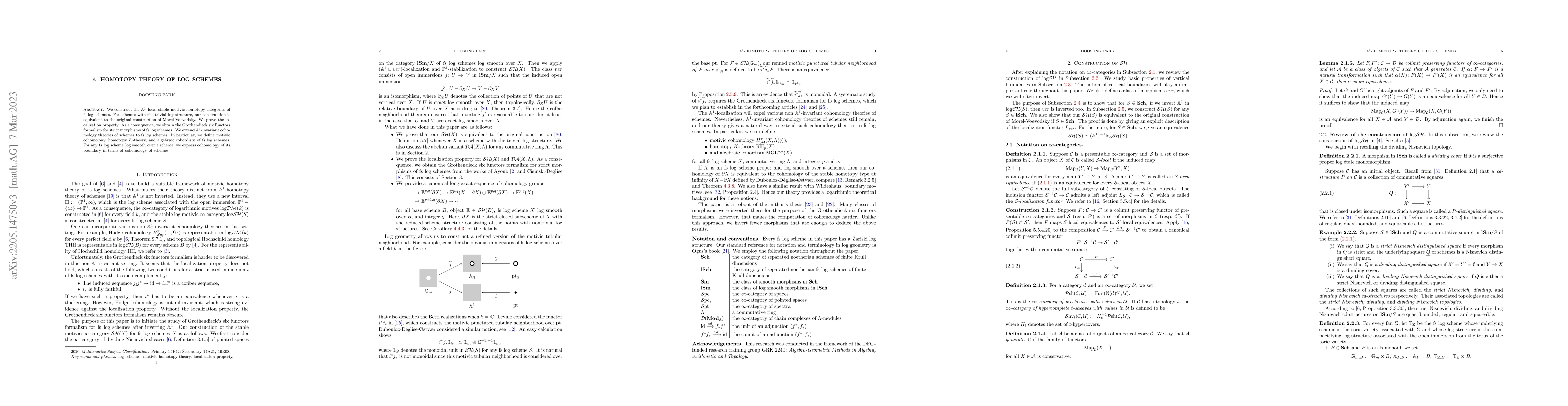 Thumbnail for $\mathbb{A}^1$-homotopy theory of log schemes