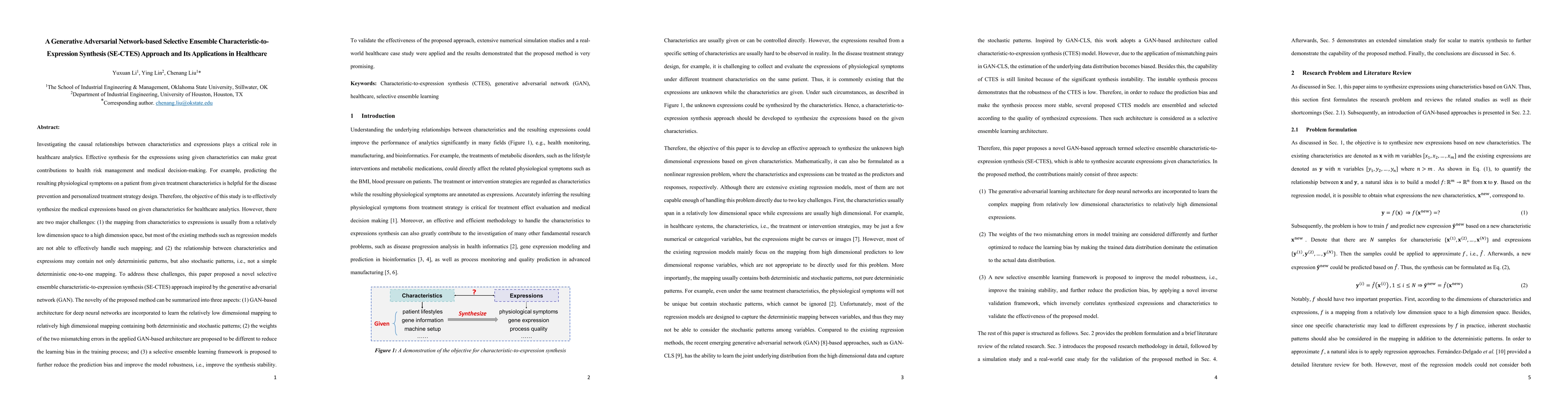 Thumbnail for A Generative Adversarial Network-based Selective Ensemble
  Characteristic-to-Expression Synthesis (SE-CTES) Approach and Its
  Applications in Healthcare