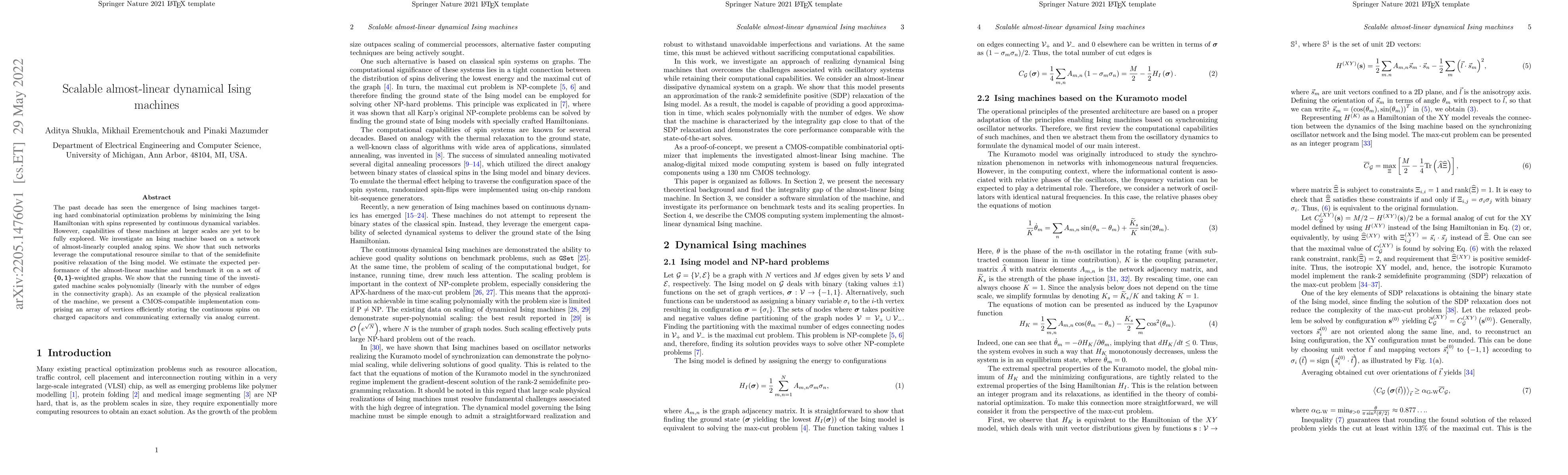 Thumbnail for Scalable almost-linear dynamical Ising machines
