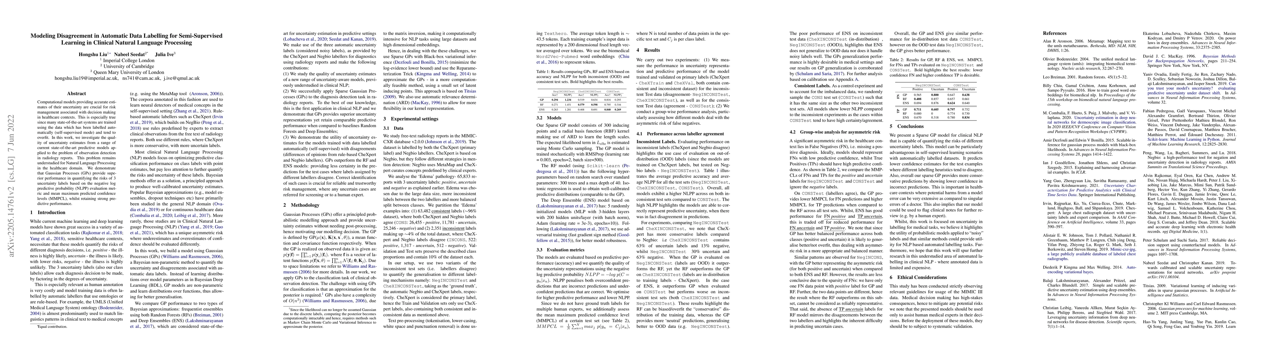 Thumbnail for Modeling Disagreement in Automatic Data Labelling for Semi-Supervised
  Learning in Clinical Natural Language Processing