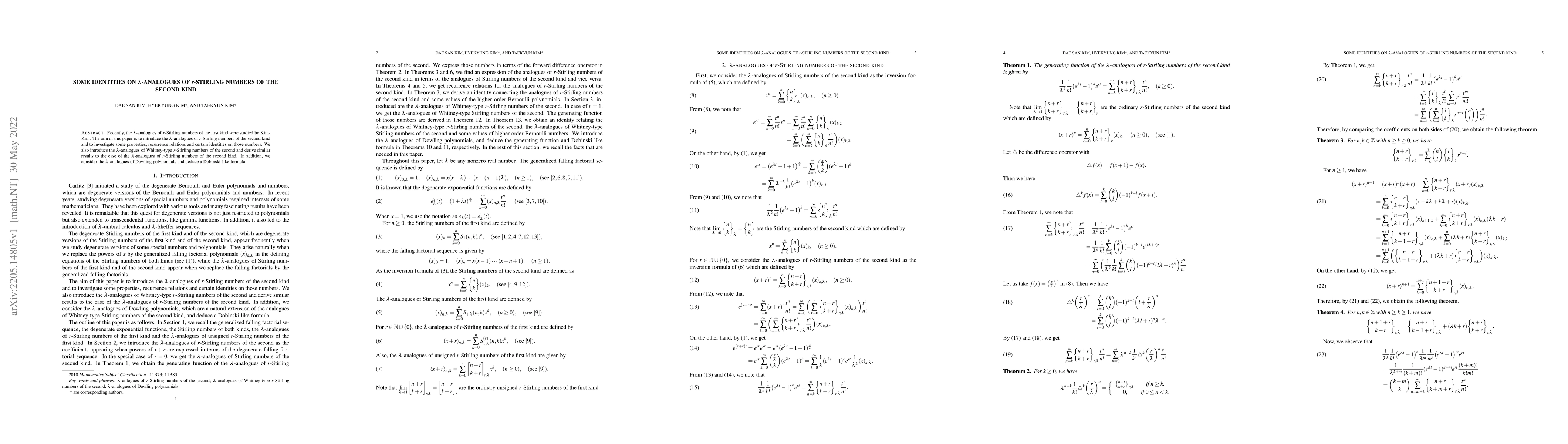 Thumbnail for Some identities on $\lambda$-analogues of $r$-stirling numbers of the
  second kind