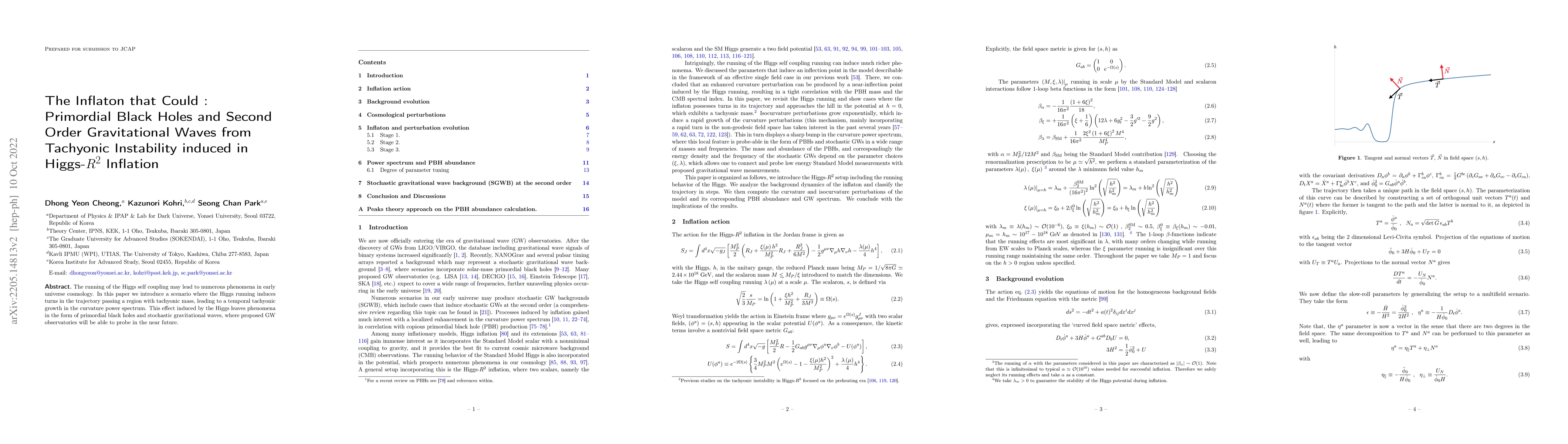 Thumbnail for The Inflaton that Could : Primordial Black Holes and Second Order
  Gravitational Waves from Tachyonic Instability induced in Higgs-$R^2$
  Inflation