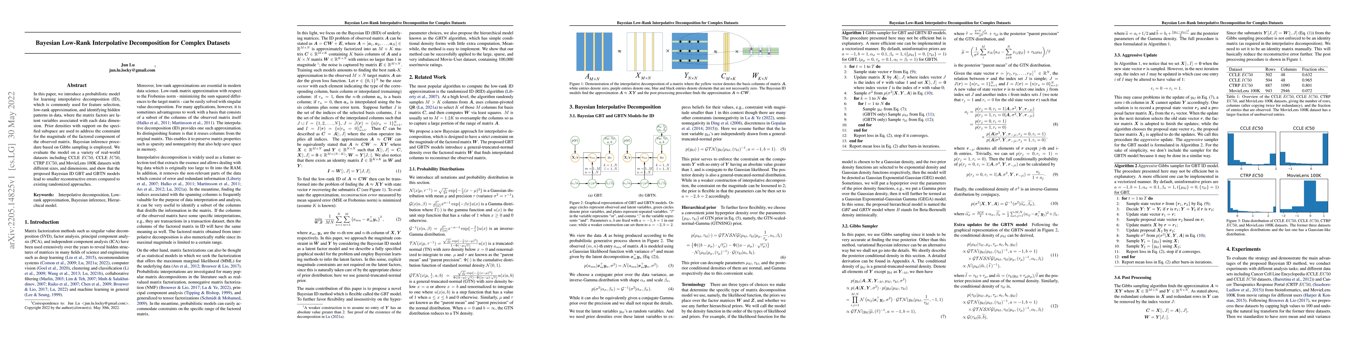 Thumbnail for Bayesian Low-Rank Interpolative Decomposition for Complex Datasets