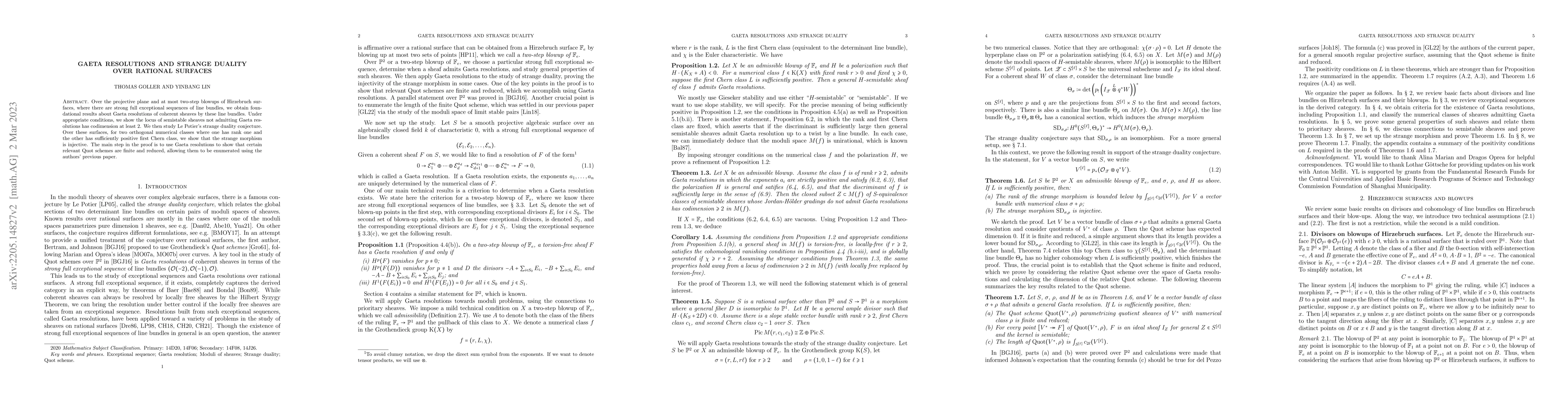 Thumbnail for Gaeta resolutions and strange duality over rational surfaces