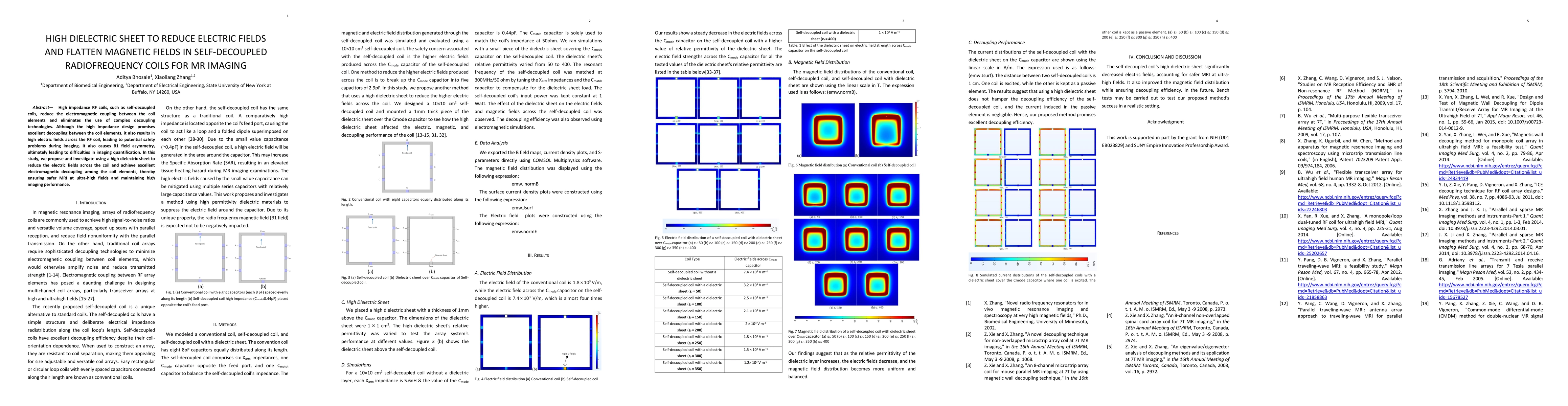 Thumbnail for High Dielectric Sheet to reduce Electric Fields and Flatten Magnetic
  Fields in Self-decoupled Radiofrequency coils for MR Imaging