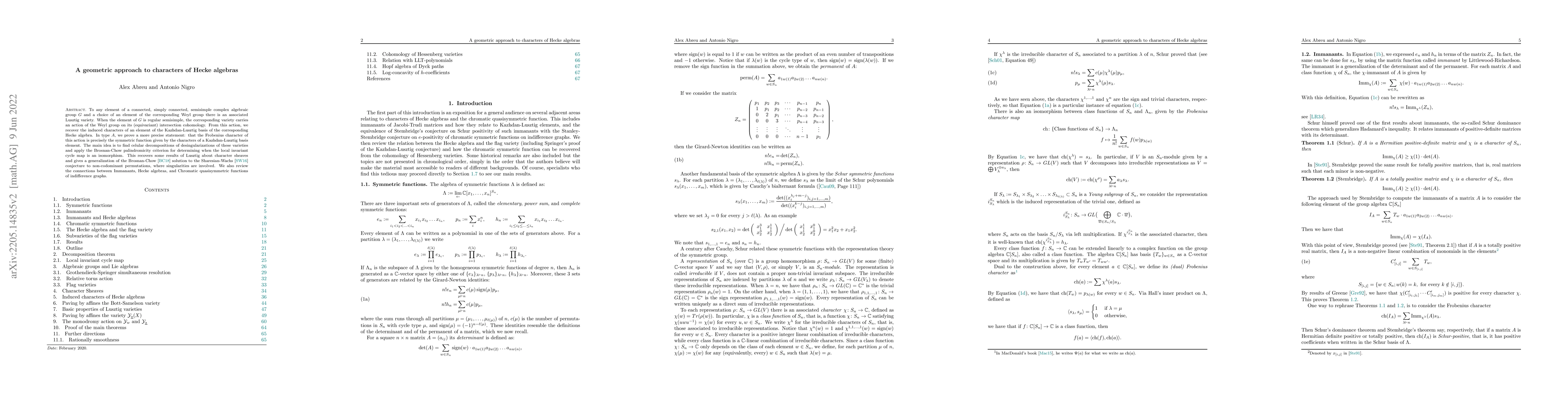 Thumbnail for A geometric approach to characters of Hecke algebras