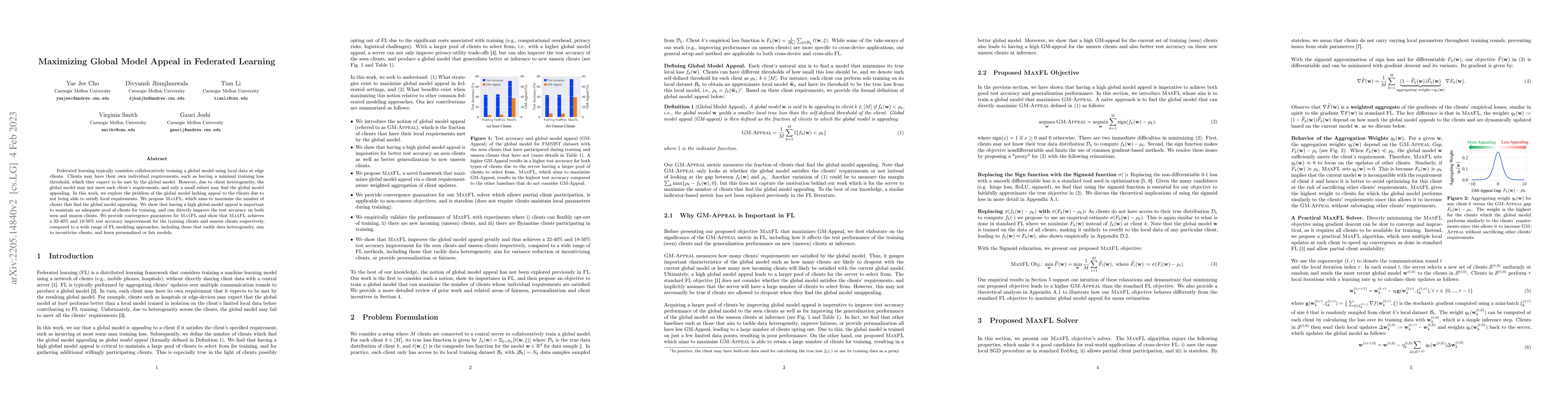 Thumbnail for Maximizing Global Model Appeal in Federated Learning