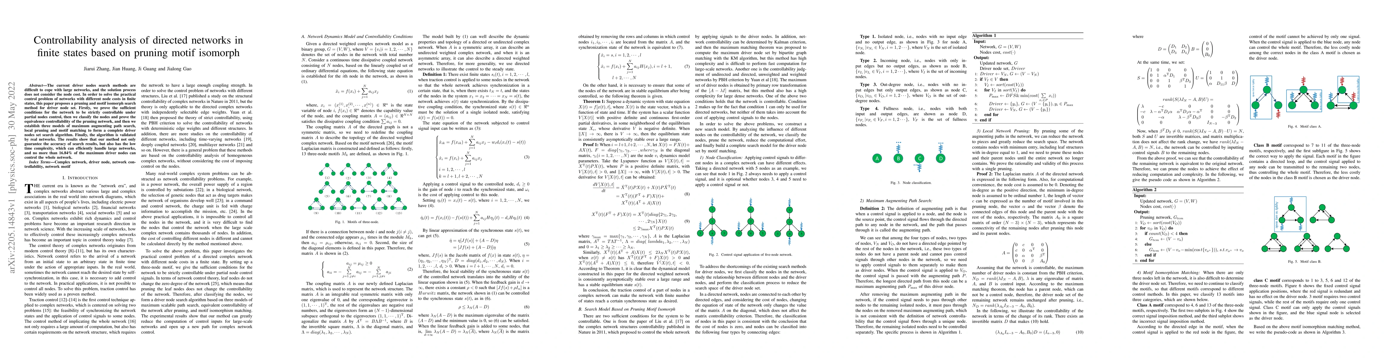 Thumbnail for Controllability analysis of directed networks in finite states based on
  pruning motif isomorph