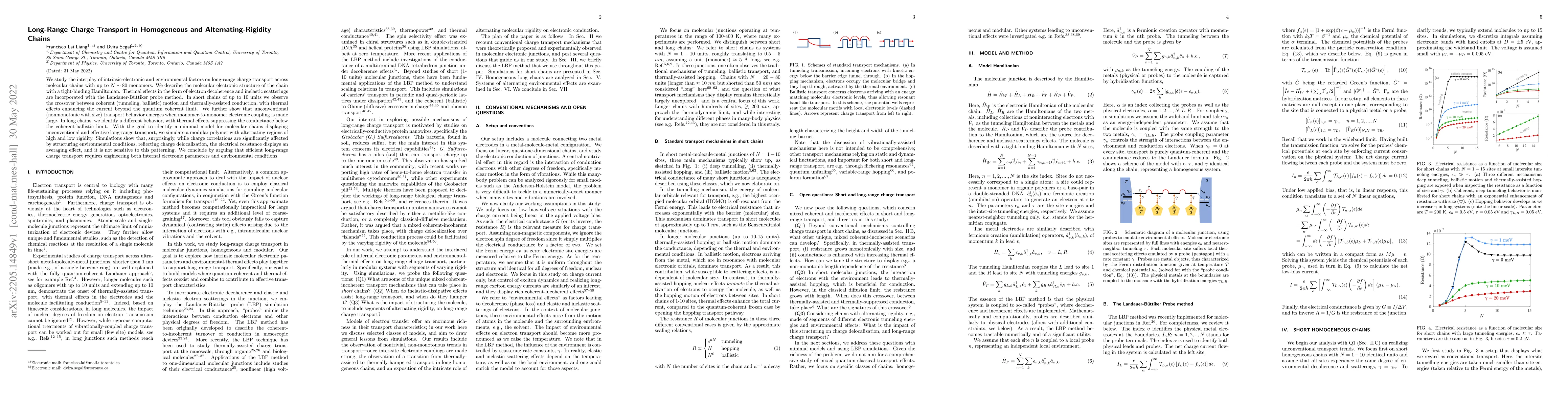 Thumbnail for Long-Range Charge Transport in Homogeneous and Alternating-Rigidity
  Chains