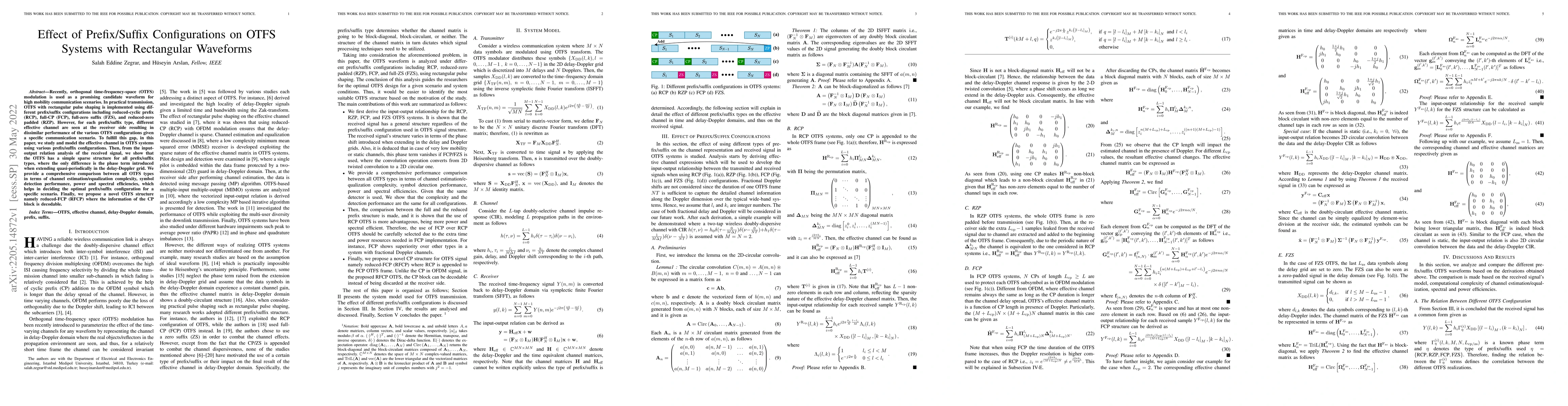 Thumbnail for Effect of Prefix/Suffix Configurations on OTFS Systems with Rectangular
  Waveforms