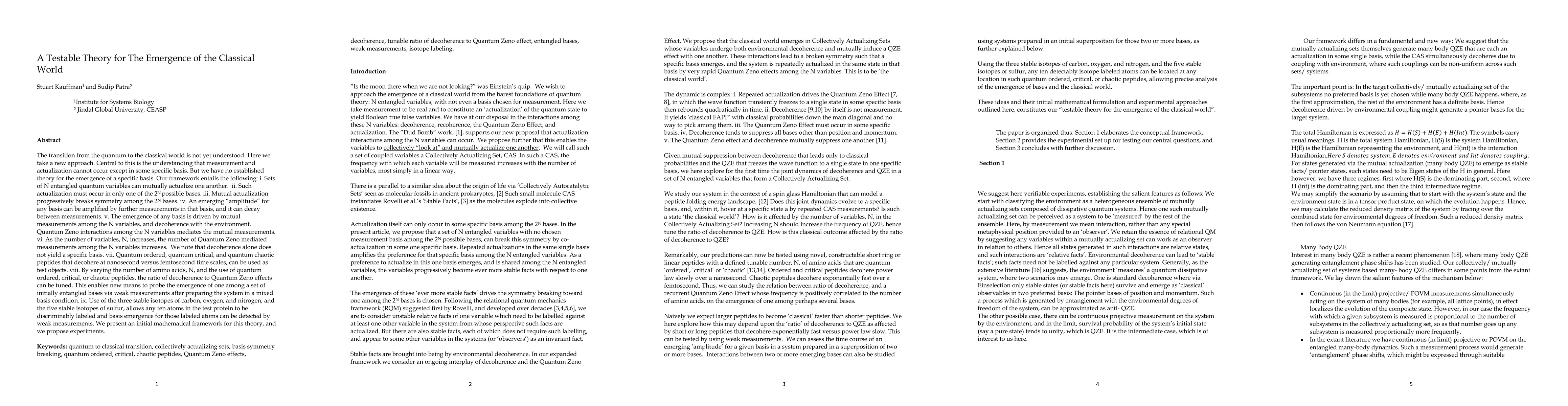 Thumbnail for A Testable Theory for The Emergence of the Classical World
