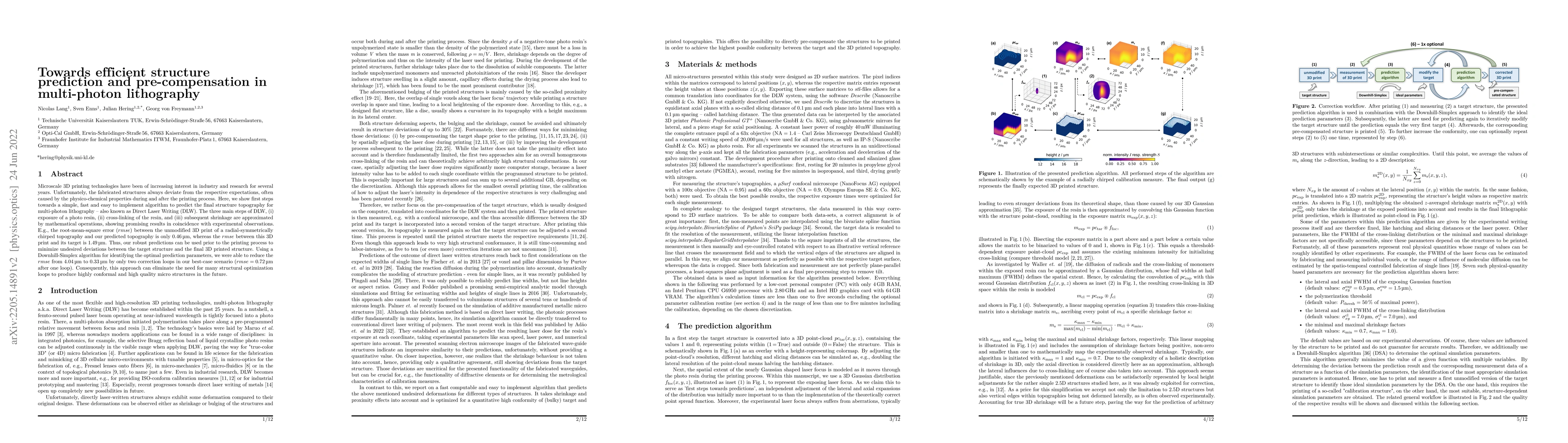 Thumbnail for Towards efficient structure prediction and pre-compensation in
  multi-photon lithography