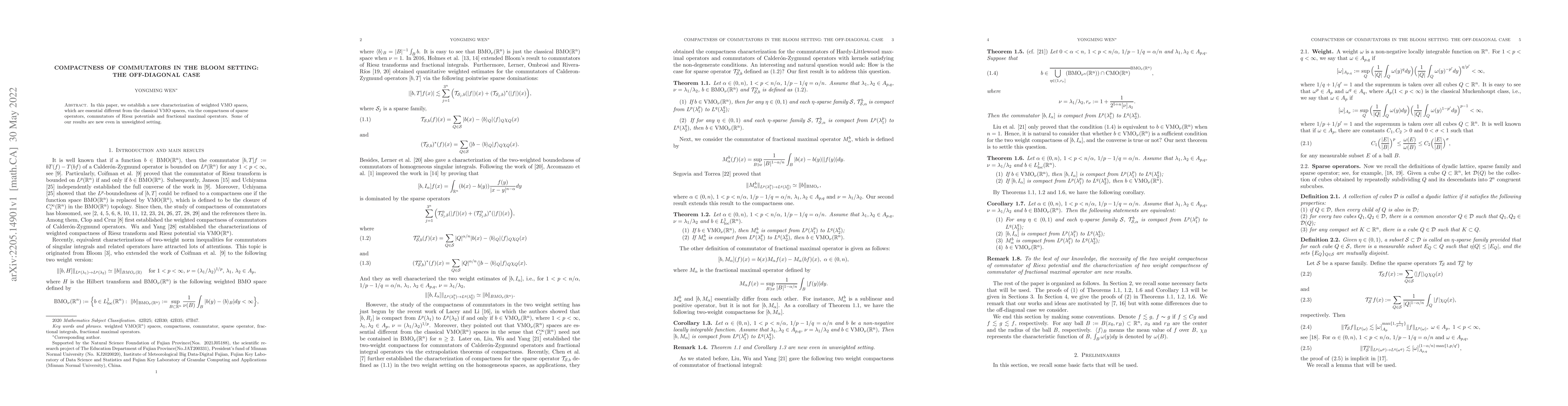 Thumbnail for Compactness of commutators in the Bloom setting: the off-diagonal case