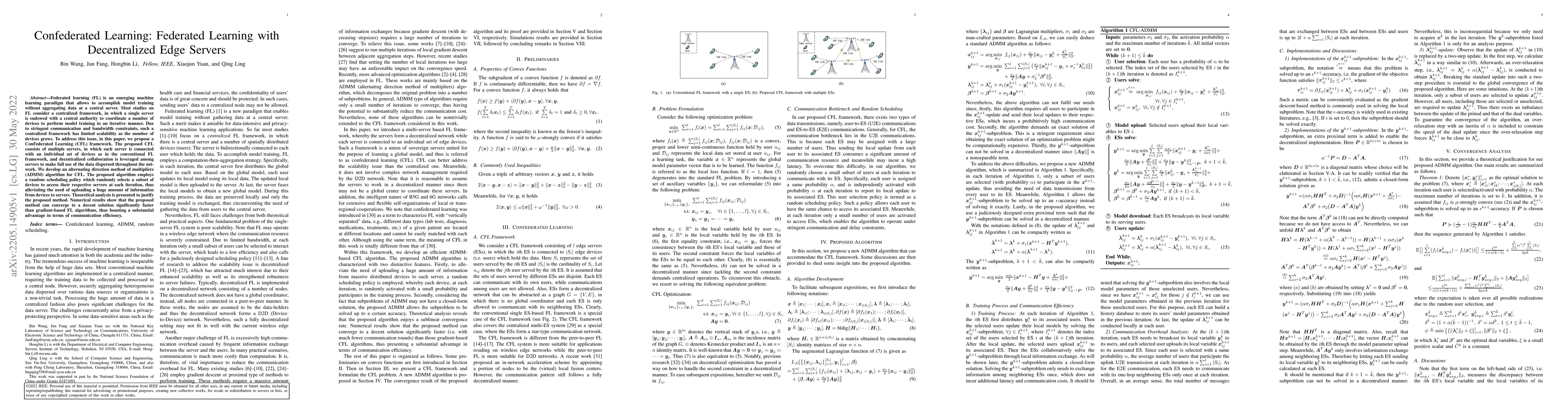 Thumbnail for Confederated Learning: Federated Learning with Decentralized Edge
  Servers