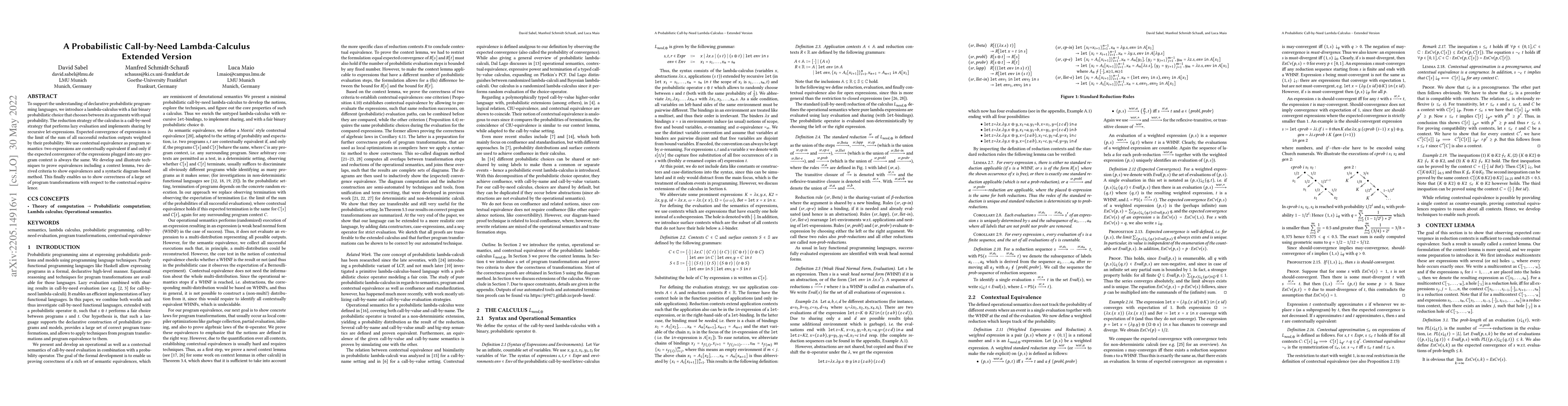 Thumbnail for A Probabilistic Call-by-Need Lambda-Calculus -- Extended Version