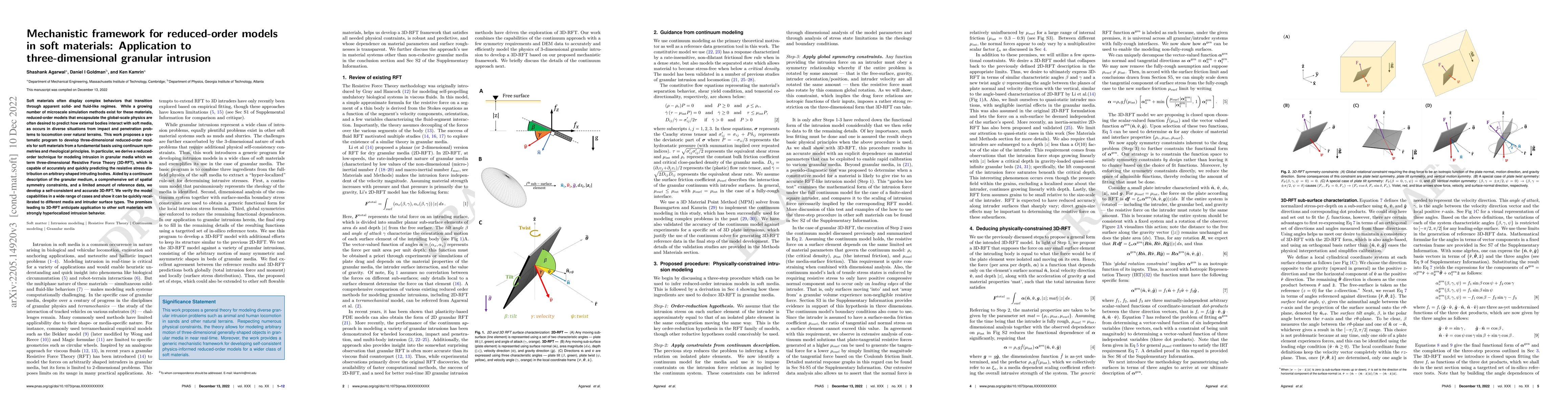 Thumbnail for Mechanistic framework for reduced-order models in soft materials:
  Application to three-dimensional granular intrusion