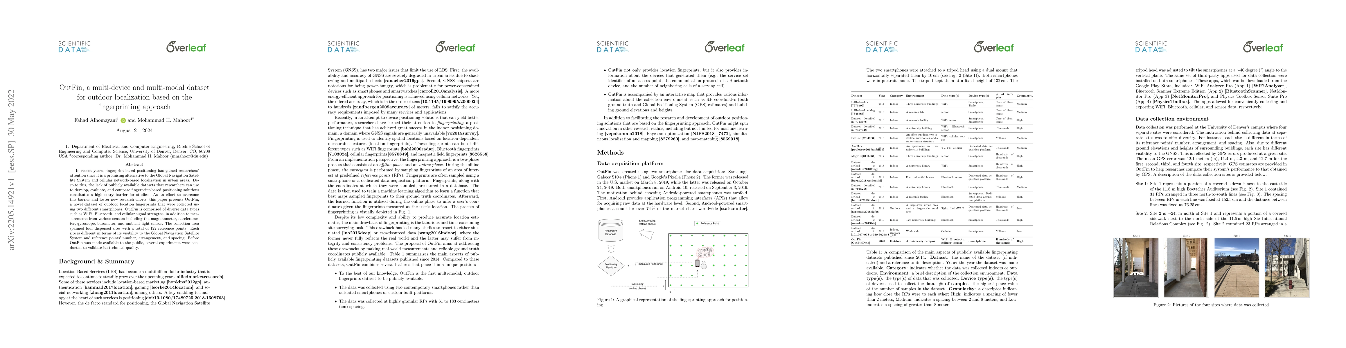 Thumbnail for OutFin, a multi-device and multi-modal dataset for outdoor localization
  based on the fingerprinting approach