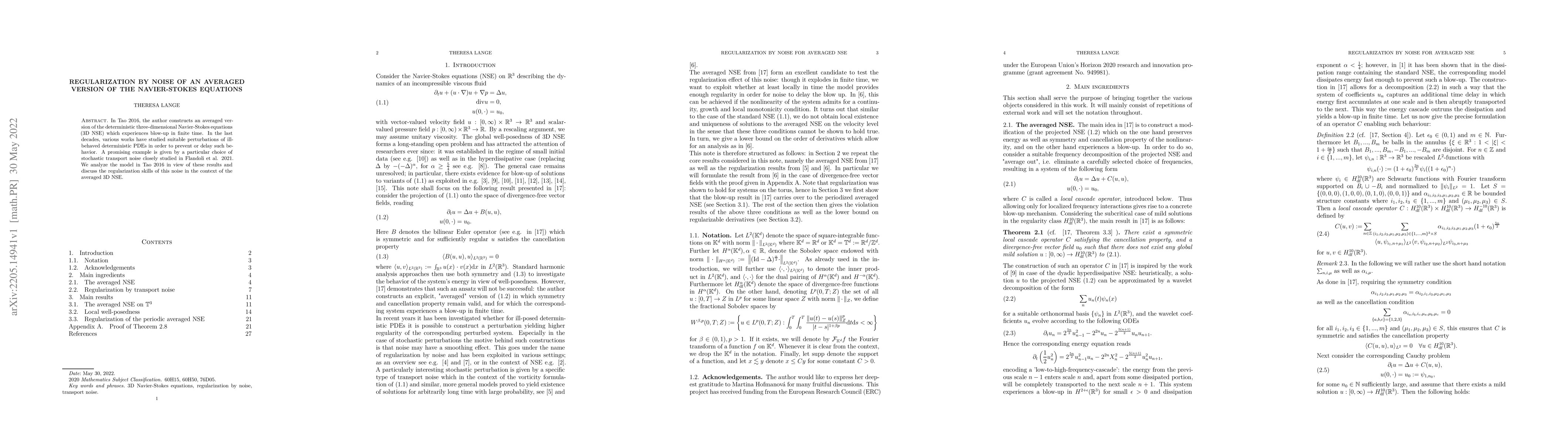 Thumbnail for Regularization by noise of an averaged version of the Navier-Stokes
  equations