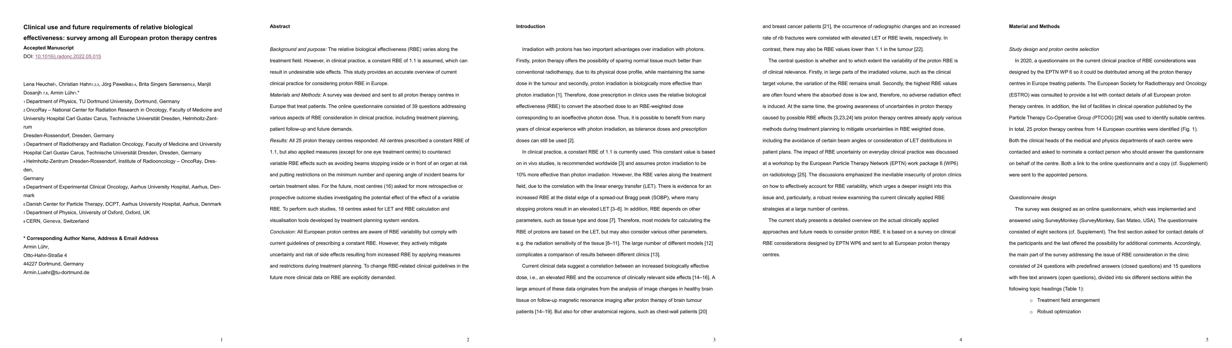 Thumbnail for Clinical use and future requirements of relative biological
  effectiveness: survey among all european proton therapy centres