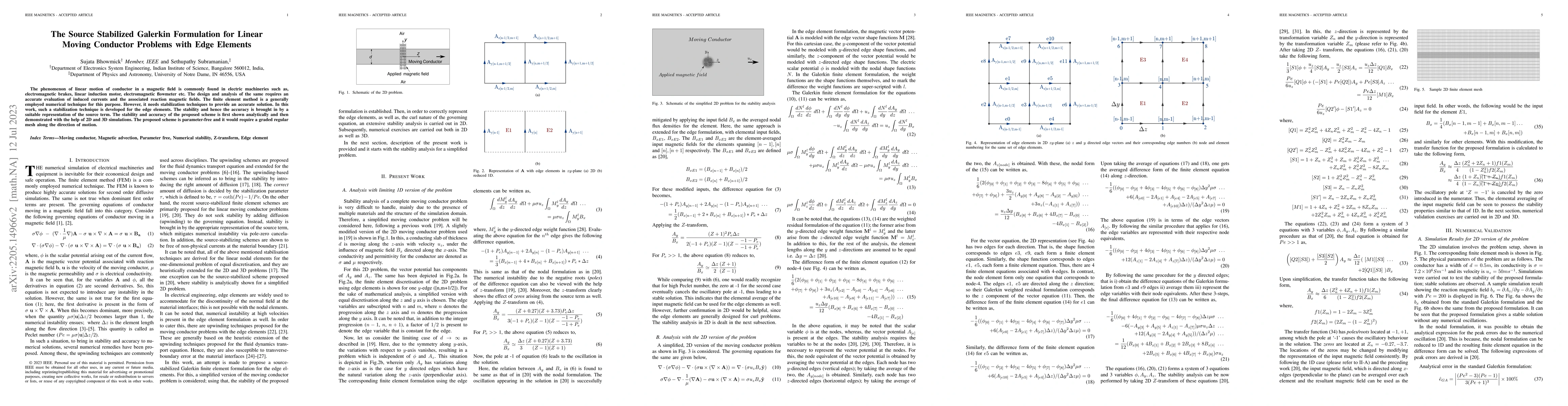 Thumbnail for The Source Stabilized Galerkin Formulation for Linear Moving Conductor
  Problems with Edge Elements