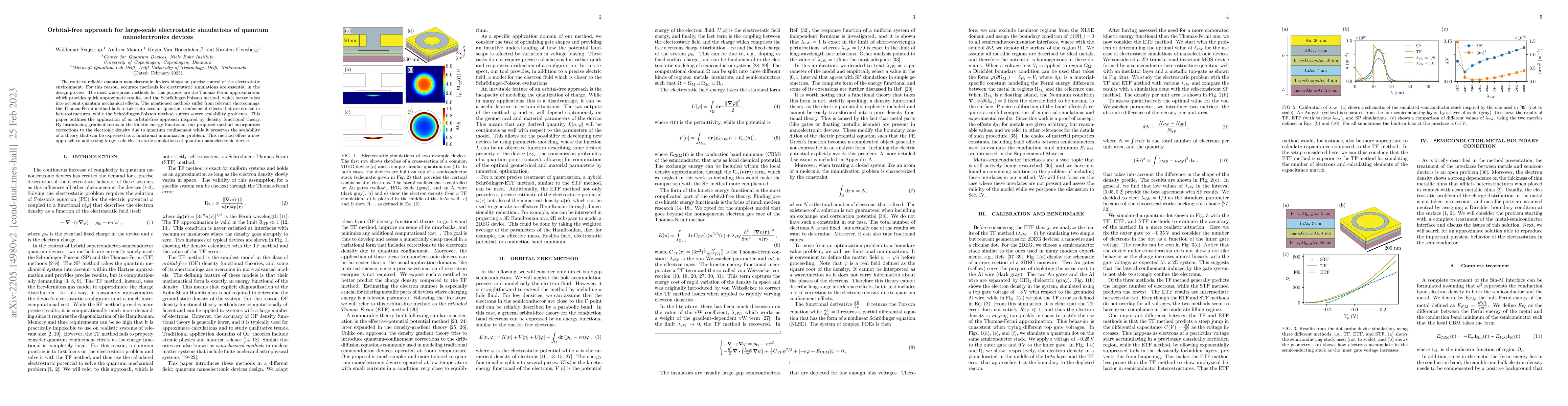 Thumbnail for Orbital-free approach for large-scale electrostatic simulations of
  quantum nanoelectronics devices
