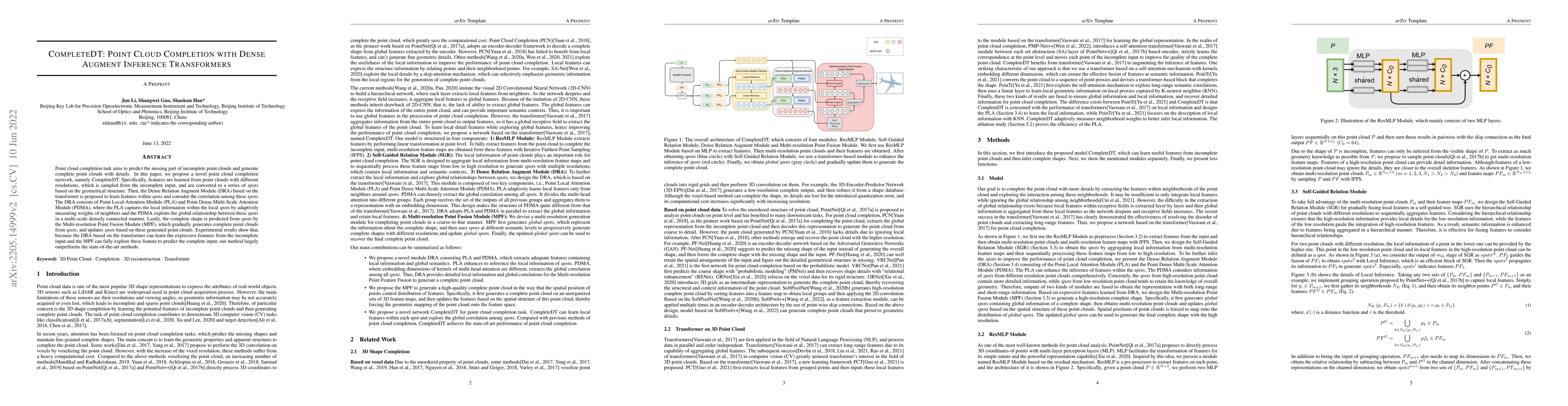 Thumbnail for CompleteDT: Point Cloud Completion with Dense Augment Inference
  Transformers